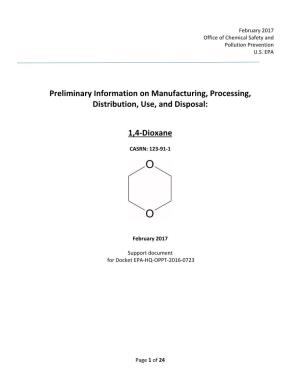 Preliminary Information on Manufacturing, Processing, Distribution, Use, and Disposal: 1,4-Dioxane