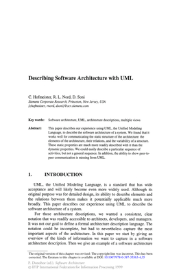 Describing Software Architecture with UML