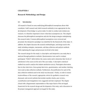 CHAPTER 4 Research Methodology and Design