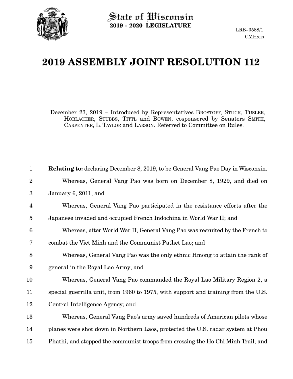 2019 Assembly Joint Resolution 112