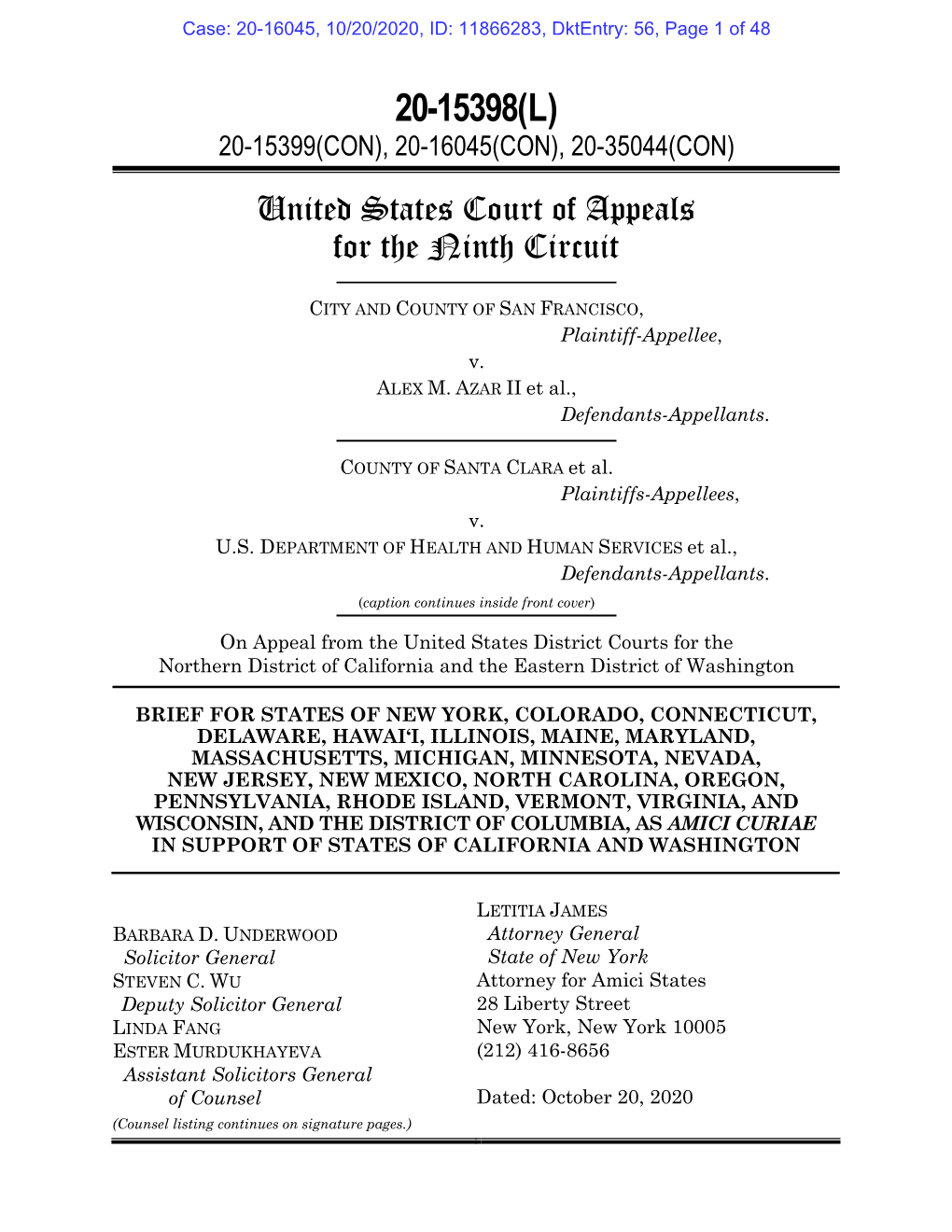 20-15398(L) 20-15399(CON), 20-16045(CON), 20-35044(CON) United States Court of Appeals for the Ninth Circuit