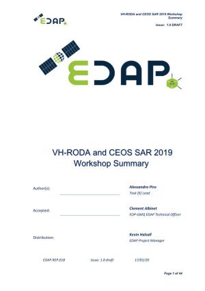 VH-RODA and CEOS SAR 2019 Workshop Summary