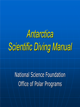 Antarctica Scientific Diving Manual