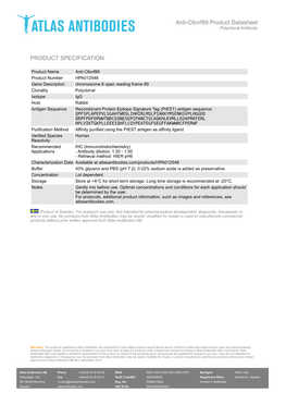 PRODUCT SPECIFICATION Anti-C6orf89 Product Datasheet