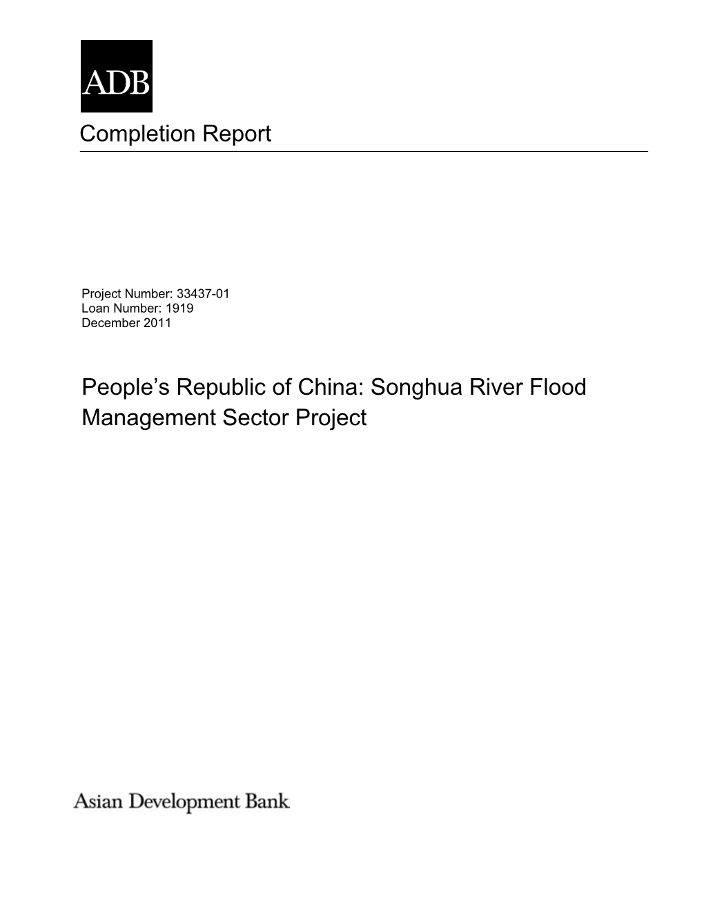 PCR: People's Republic of China: Songhua River Flood Management