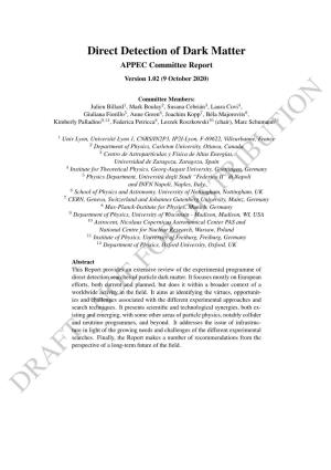 Direct Detection of Dark Matter APPEC Committee Report Version 1.02 (9 October 2020)