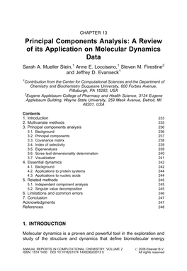 Components Analysis: a Review of Its Application on Molecular Dynamics Data Sarah A