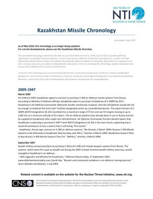 Kazakhstan Missile Chronology