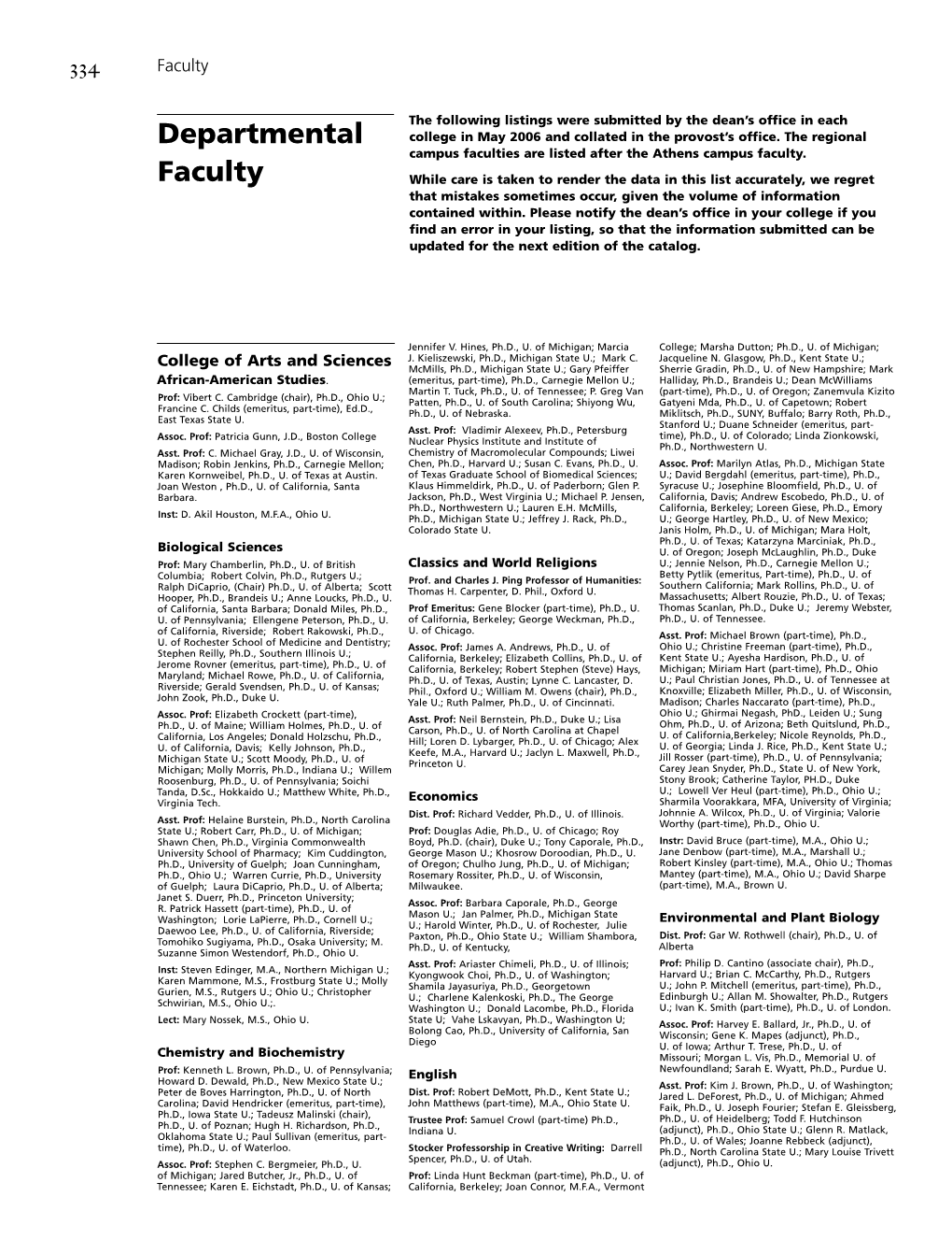 Departmental Faculty