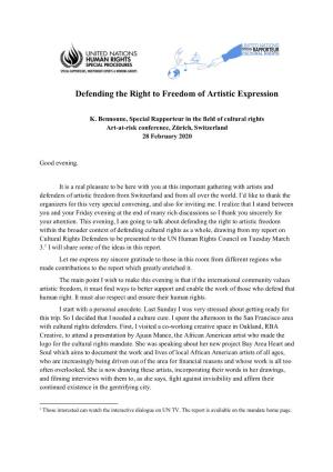 Defending the Right to Freedom of Artistic Expression