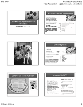 Grant Watters Title: Astaxanthin – a Potential Ocular Antioxidant?