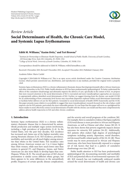 Social Determinants of Health, the Chronic Care Model, and Systemic Lupus Erythematosus