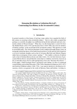 Stenonian Revolution Or Leibnizian Revival?: Constructing Geo-History in the Seventeenth Century