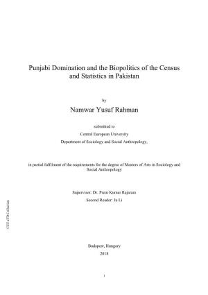 Punjabi Domination and the Biopolitics of the Census and Statistics in Pakistan