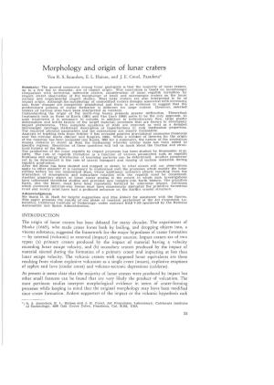 Morphology and Origin of Lunar Craters Von R
