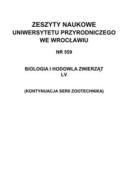Zeszyty Naukowe Uniwersytetu Przyrodniczego We Wrocławiu
