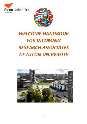 Handbook for Incoming Research Associates at Aston University