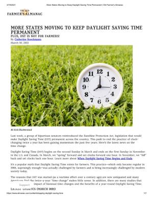 More States Moving to Keep Daylight Saving Time Permanent | Old Farmer's Almanac