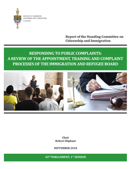 Responding to Public Complaints: a Review of the Appointment, Training and Complaint Processes of the Immigration and Refugee Board