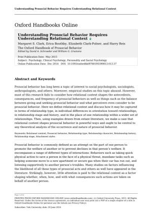 Understanding Prosocial Behavior Requires Understanding Relational Context