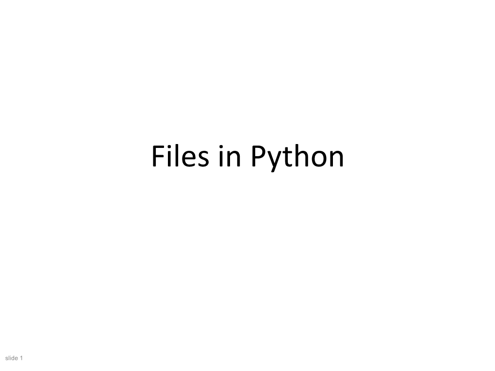 Working with Files in Python