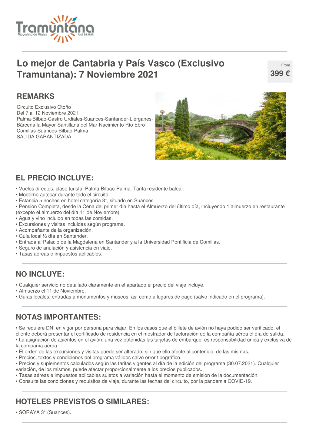 Lo Mejor De Cantabria Y País Vasco (Exclusivo Tramuntana): 7 Noviembre 2021