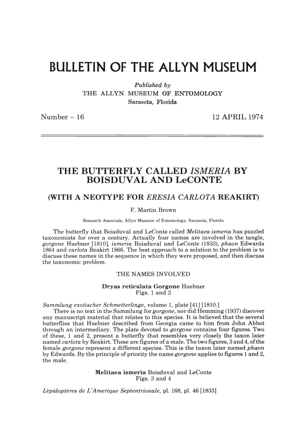 THE BUTTERFLY CALLED ISMERIA by BOISDUVAL and Leconte