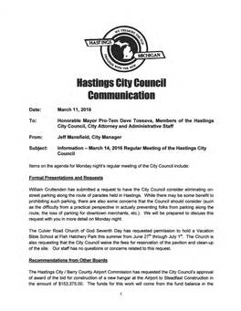 Hastings Citv Council Communication