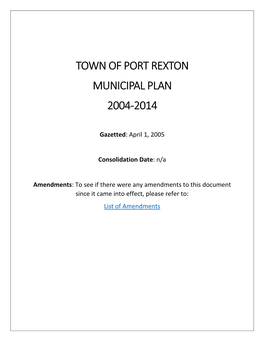 Town of Port Rexton Municipal Plan 2004-2014