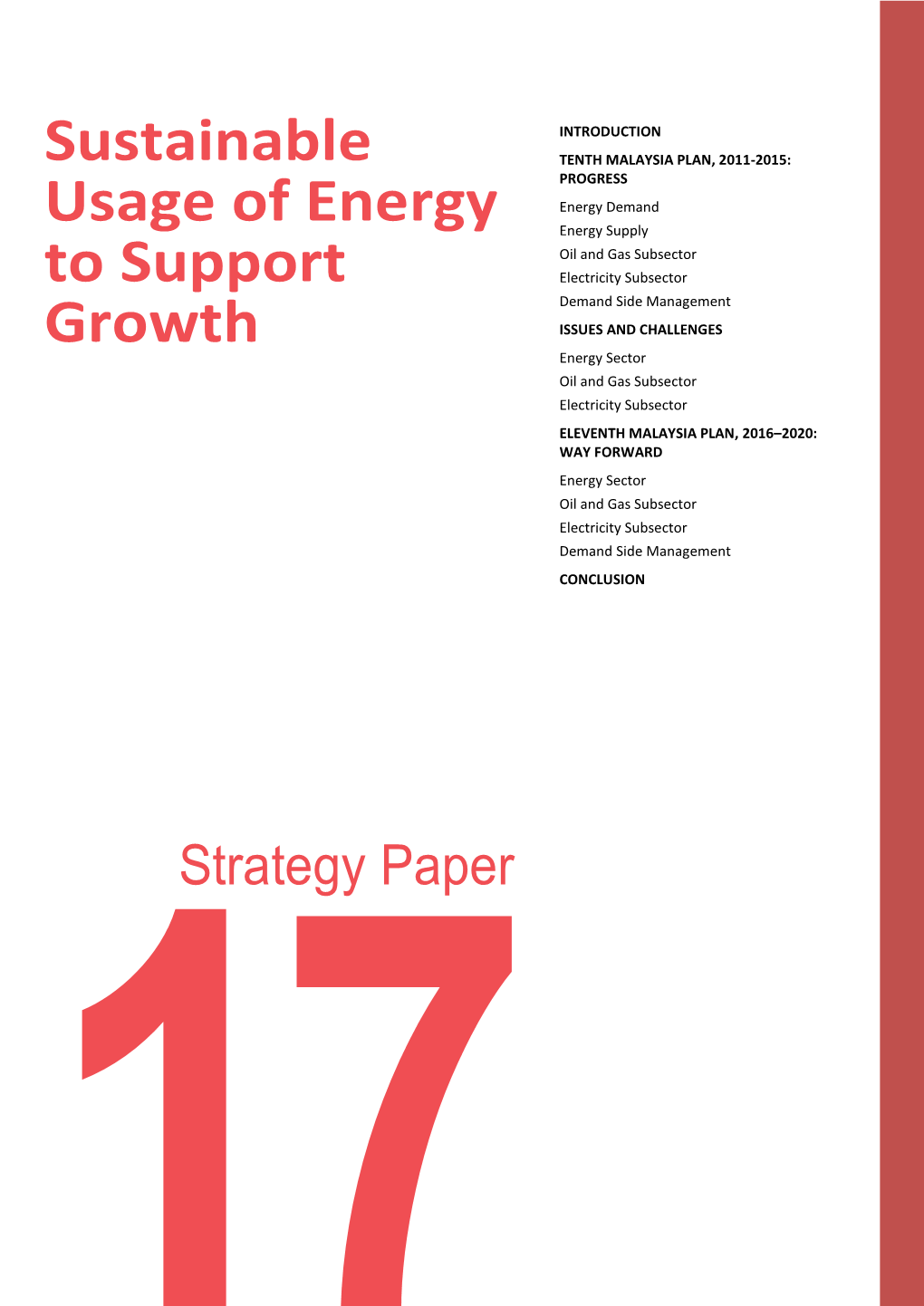 Strategy Paper 17: Sustainable Usage of Energy to Support Growth 17-1