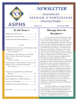 ASPHS Newsletter Vol 11 (2020)
