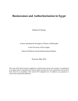 Businessmen and Authoritarianism in Egypt