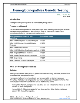 Hemoglobinopathies Genetic Testing