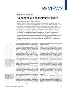 Adipogenesis and Metabolic Health