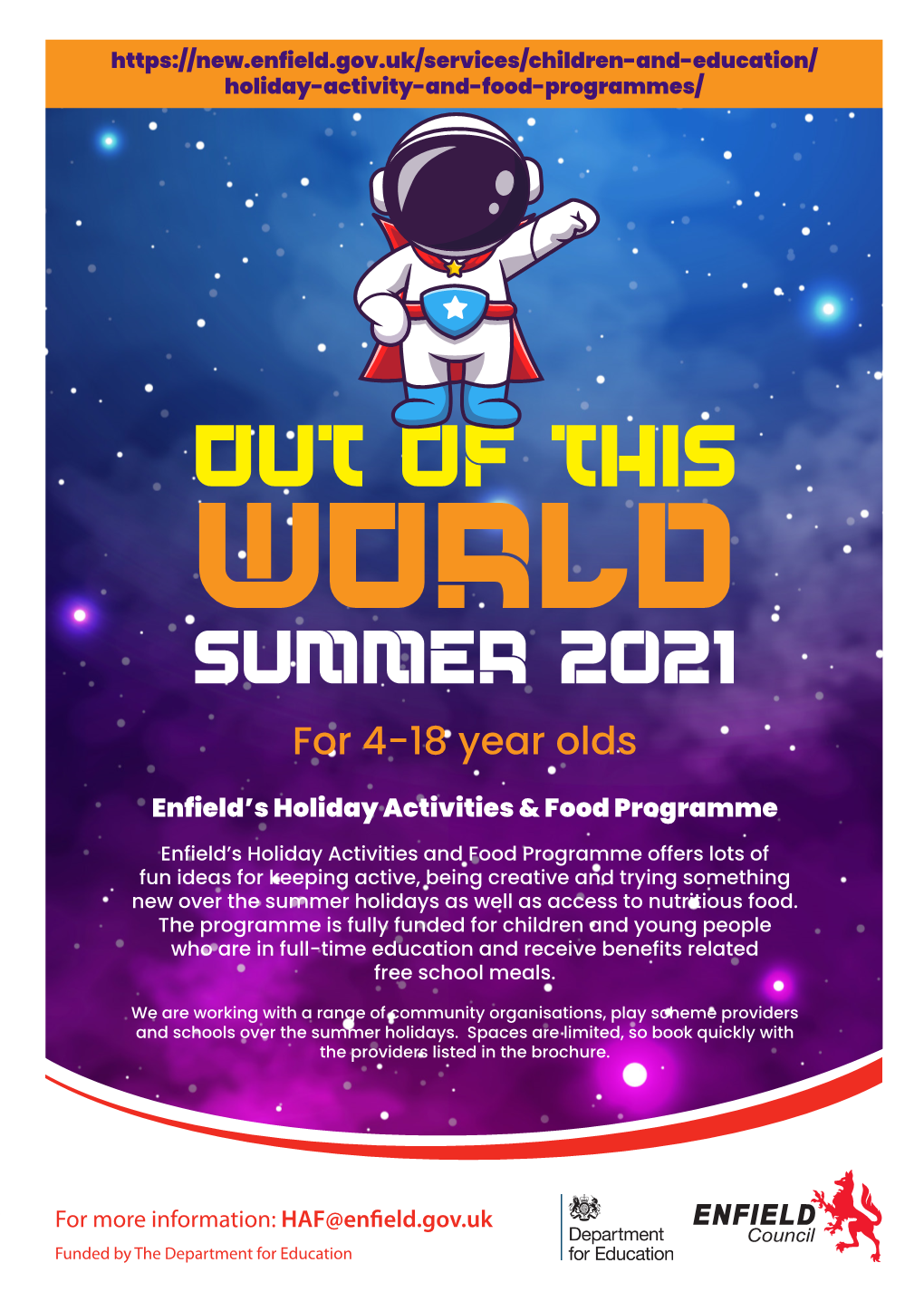 4 to 18 Year Olds – Enfield HAF Summer 2021