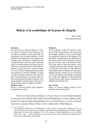 Balzac Et La Symbolique De La Peau De Chagrin