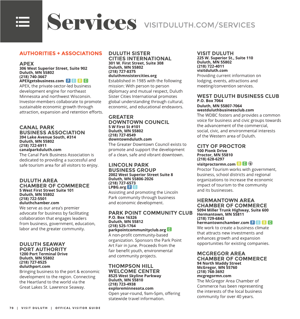 Services VISITDULUTH.COM/SERVICES