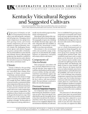 Kentucky Viticultural Regions and Suggested Cultivars S