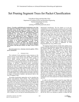 Set Pruning Segment Trees for Packet Classification