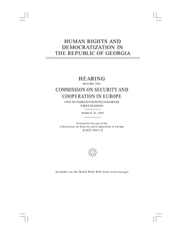Human Rights and Democratization in the Republic of Georgia