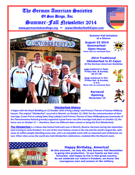 Summer-Fall Newsletter 2014 ~