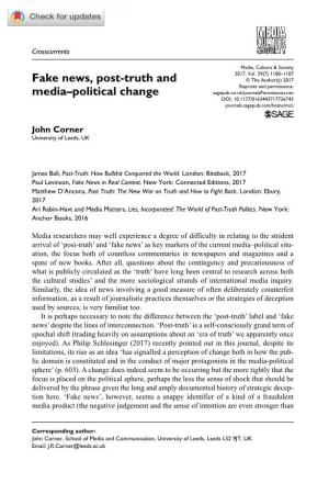 Fake News, Post-Truth and Media–Political Change