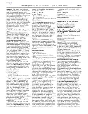 Federal Register/Vol. 77, No. 165/Friday, August 24, 2012/Notices