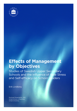 Effects of Management by Objectives Studies of Swedish Upper Secondary Schools and the Inﬂuence of Role Stress and Self-Efficacy on School Leaders