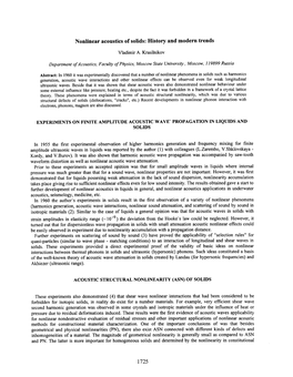 Nonlinear Acoustics of Solids: Histo~ and Modern Trends