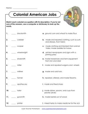 Colonial American Jobs