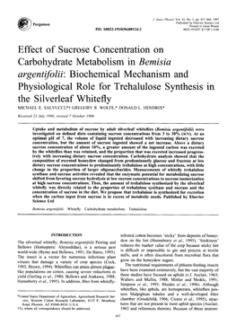 Effect of Sucrose Concentration on Carbohydrate Metabolism