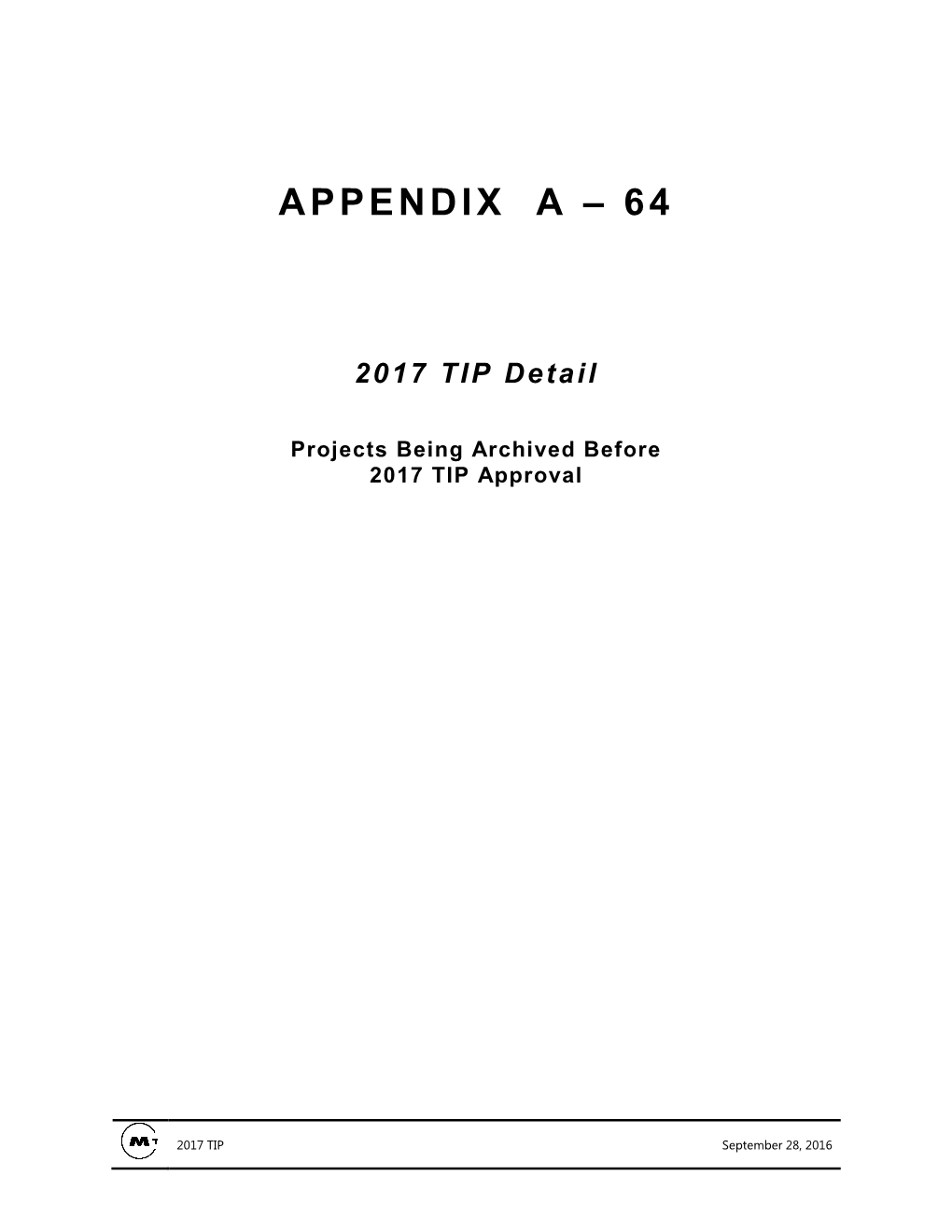 TIP Appendix Title Pages