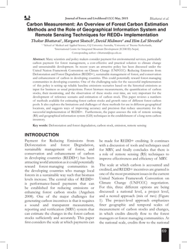 An Overview of Forest Carbon Estimation