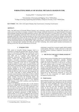 Formatting Display of Spatial Metadata Based on Xml